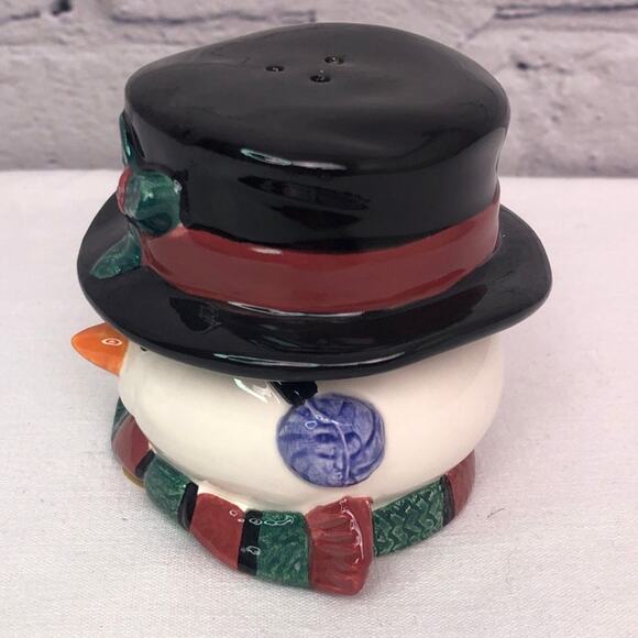 Omnibus Fitz and Floyd Hand Painted 90s Ceramic Snowman Salt Pepper Shaker Set - Picture 3 of 12
